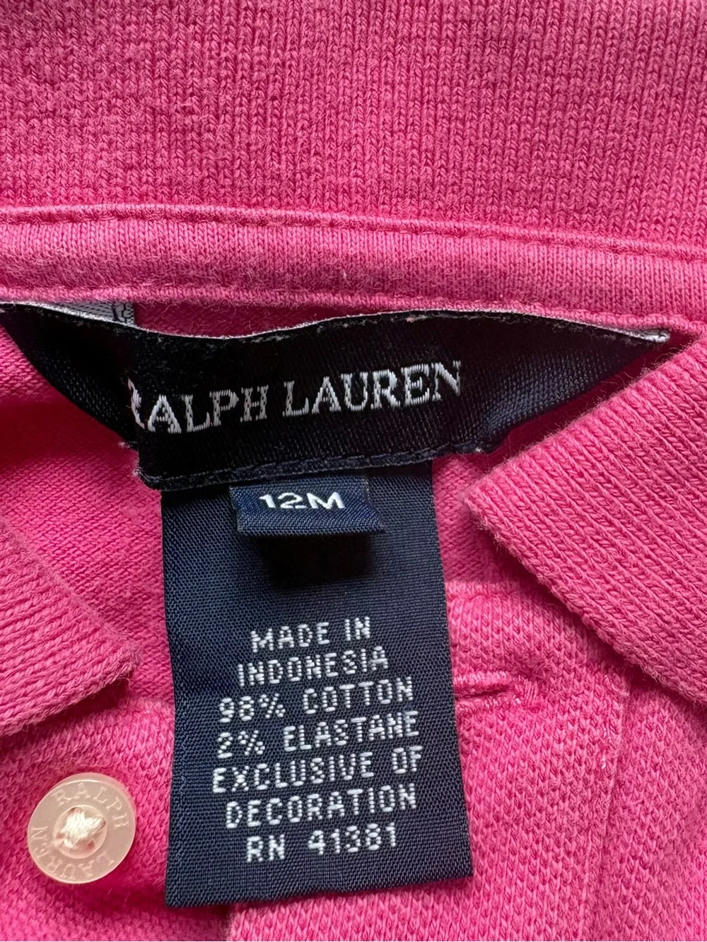 Ralph Lauren Pink Polo Dress Pleated Skirt Preppy Pony Logo - 12M